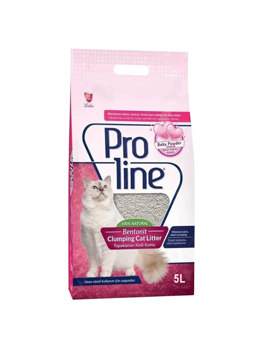 Бентонитовый комкующийся наполнитель с запахом Присыпка для малышей для кошачьих туалетов Proline - 5л