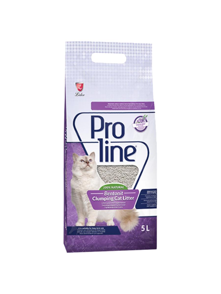 Бентонитовый комкующийся наполнитель Лаванда для кошачьих туалетов Proline - 5л