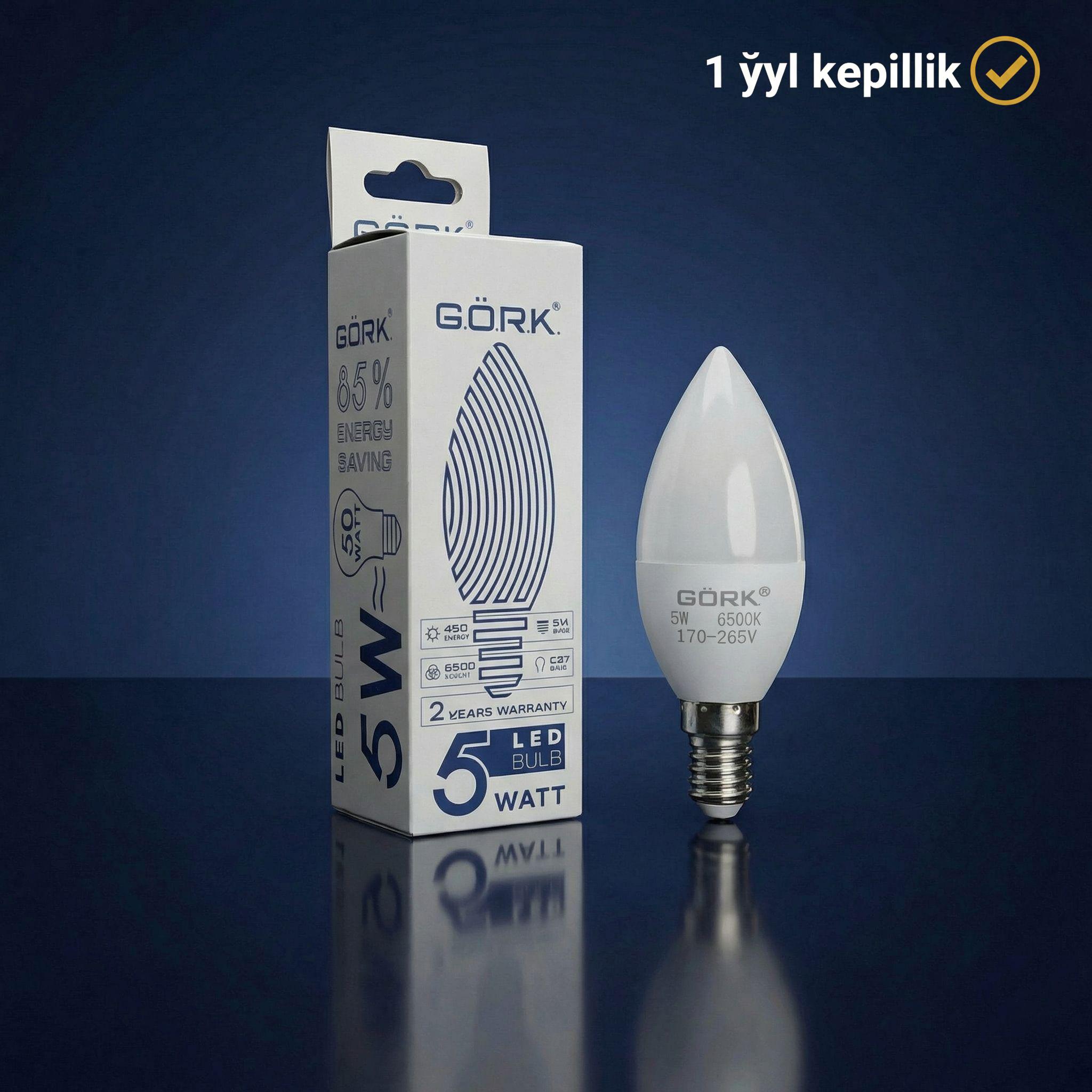 Лампа G.Ö.R.K. 5w_c37_e14_6500k