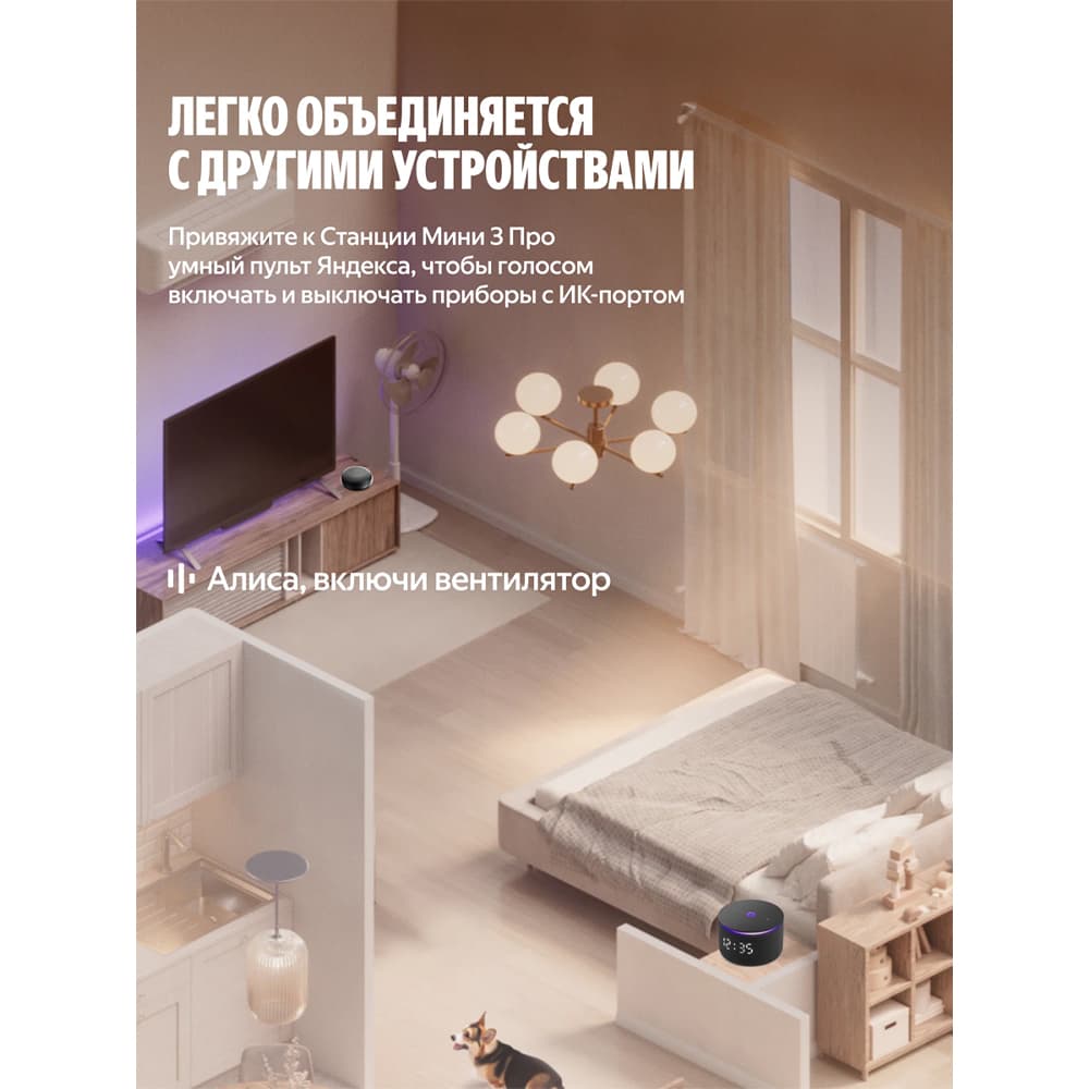 Яндекс Станция Мини 3 Про с Алисой, Zigbee™, 18 Вт, черный