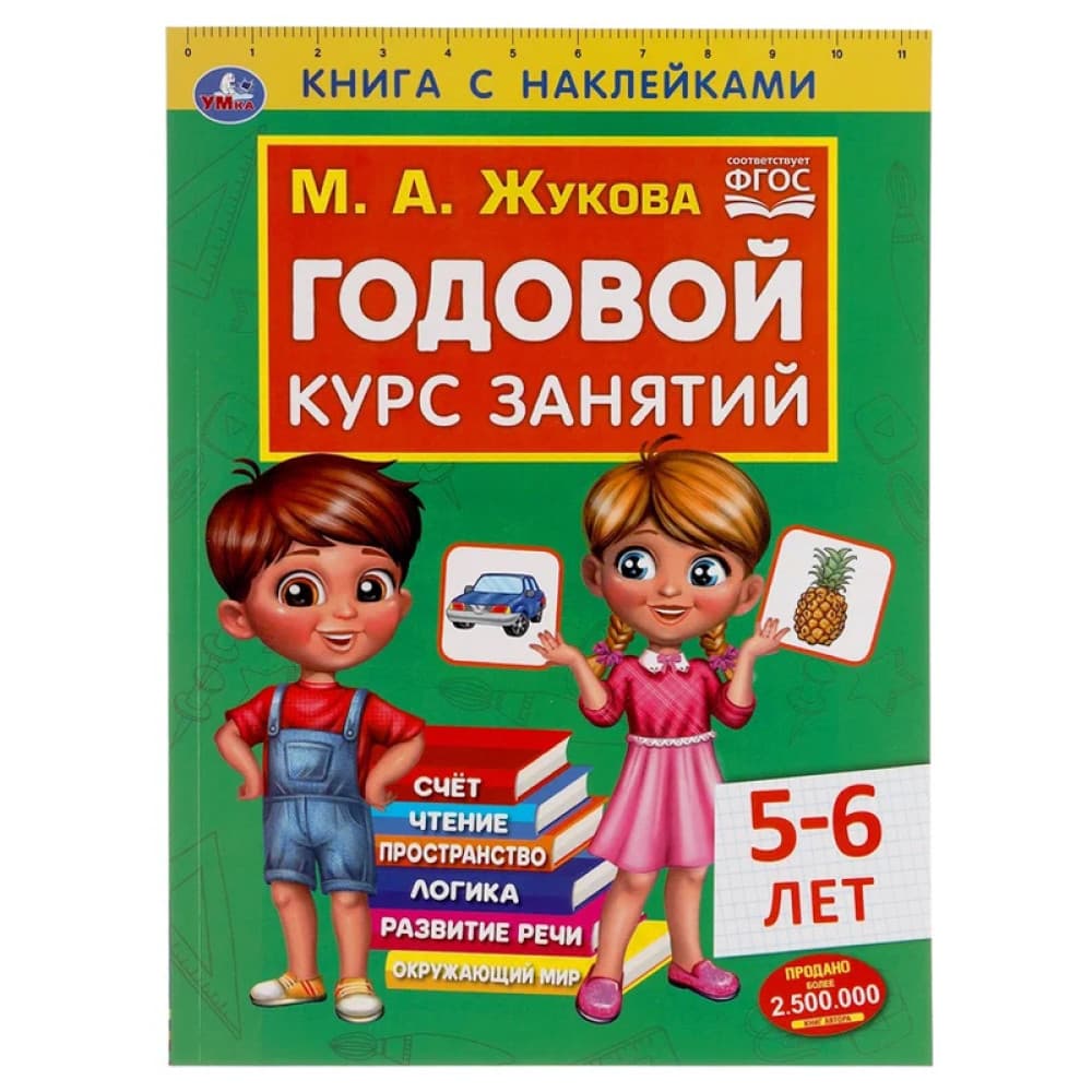Годовой курс занятий 5-6 лет книга с наклейками М.А.Жукова
