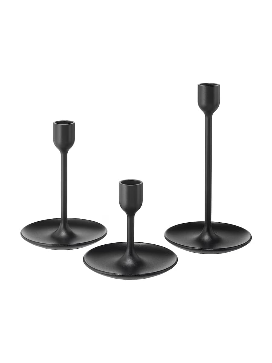Набор подсвечников IKEA FULLTALIG Черный 3 шт