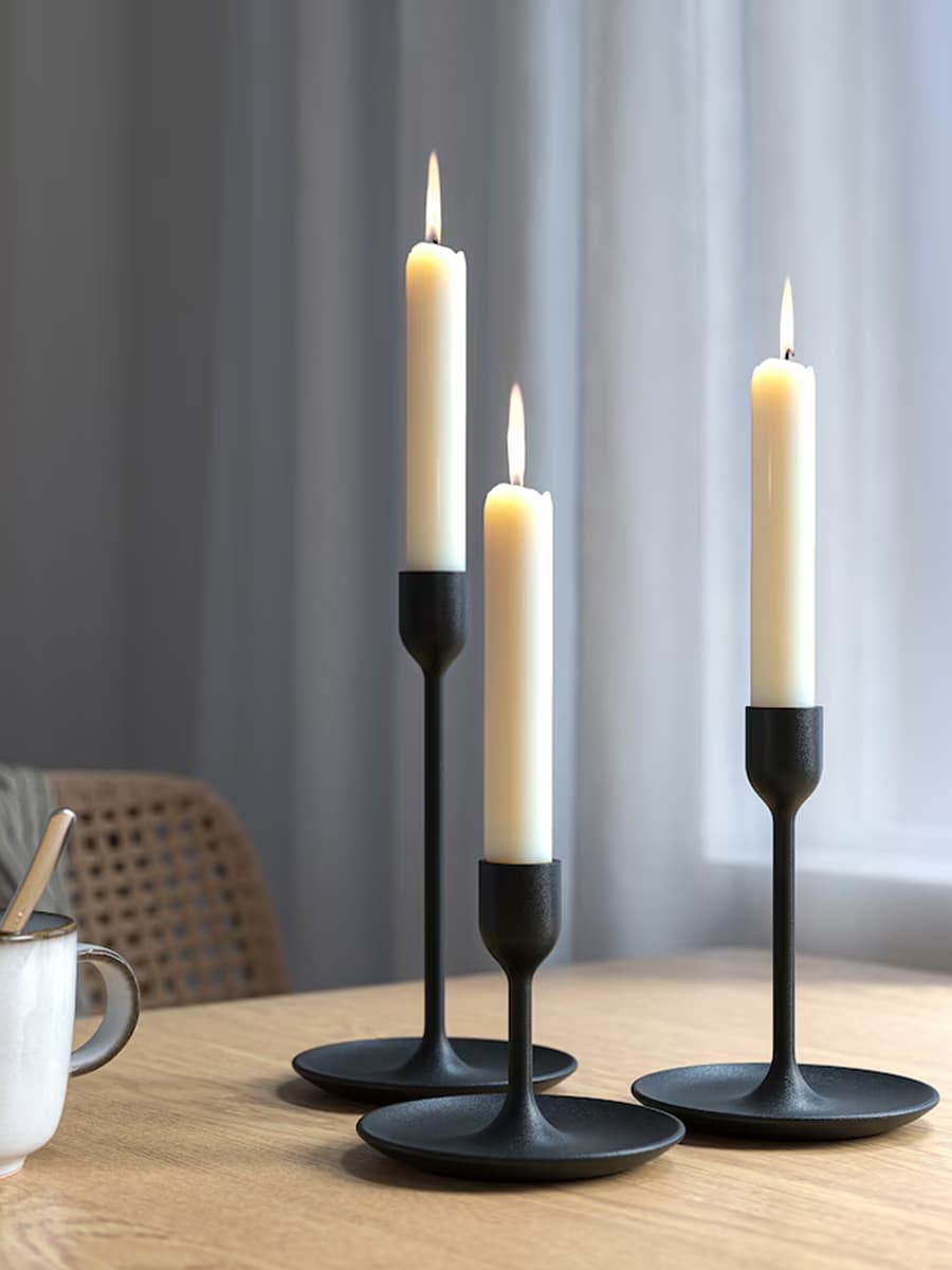 Набор подсвечников IKEA FULLTALIG Черный 3 шт