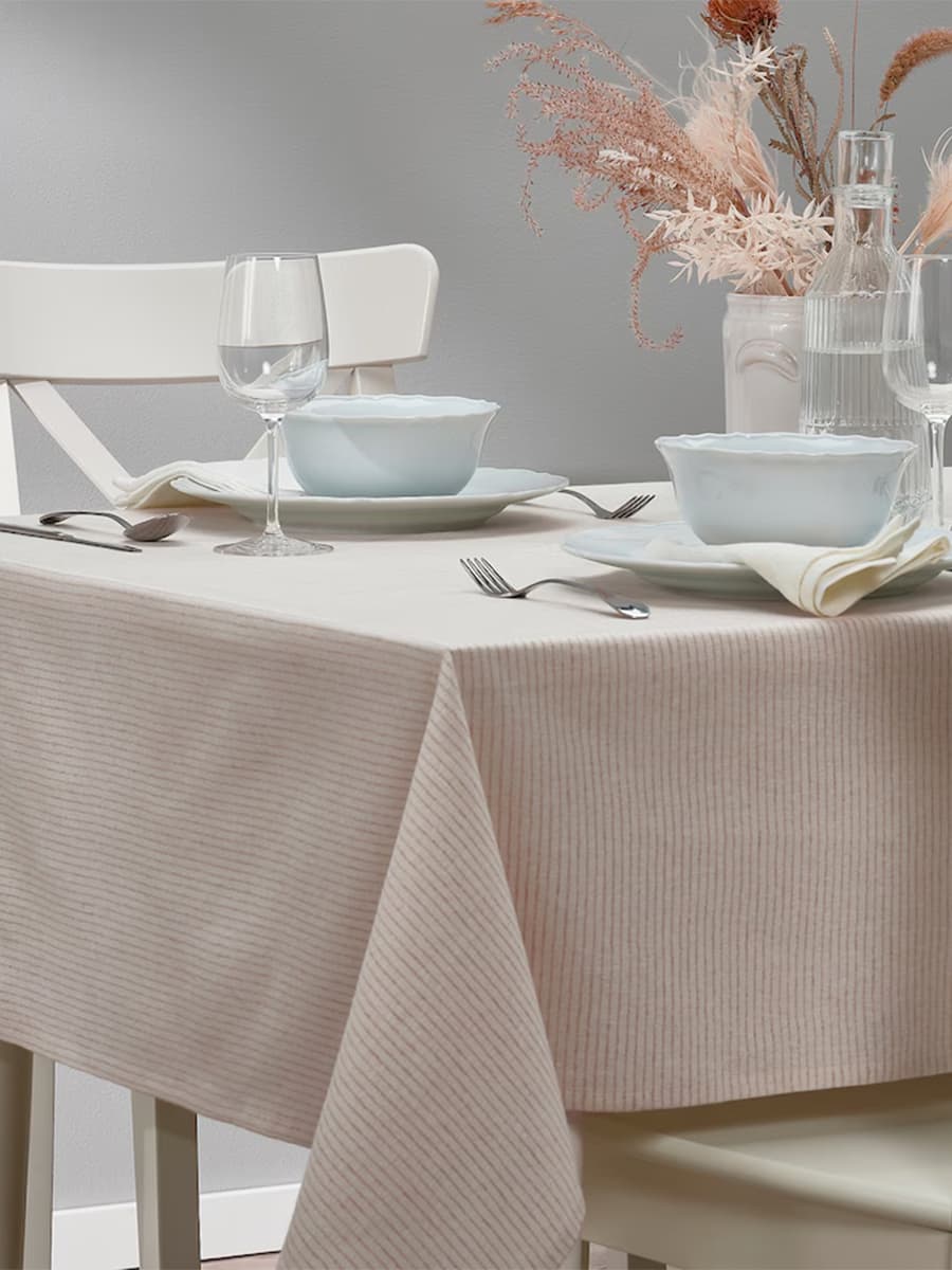 Скатерть IKEA SILVERARV, бежевый, 145х240 см
