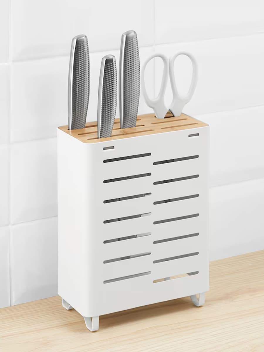 Подставка для ножей IKEA AVSTEG, бамбук/белый 23 см