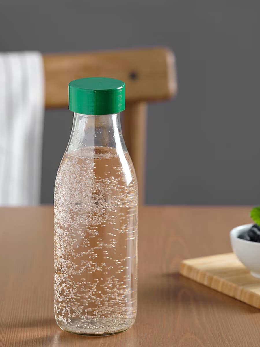 Бутылка для воды IKEA SPARTANSK прозрачное стекло/зеленое,0,5 л