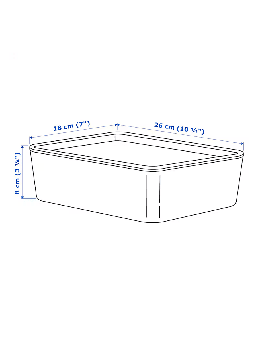 Коробка IKEA KUGGIS с крышкой, белая, 18x26x8 см