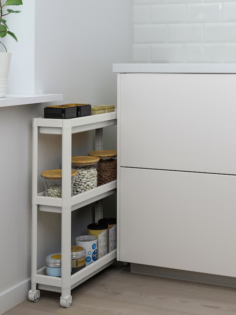 Тележка IKEA VESKEN  белый, 54x18x71 см