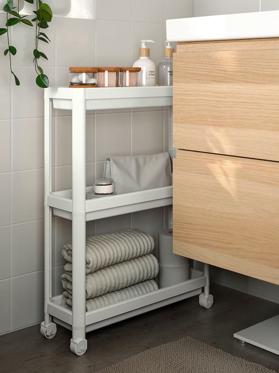 Тележка IKEA VESKEN  белый, 54x18x71 см