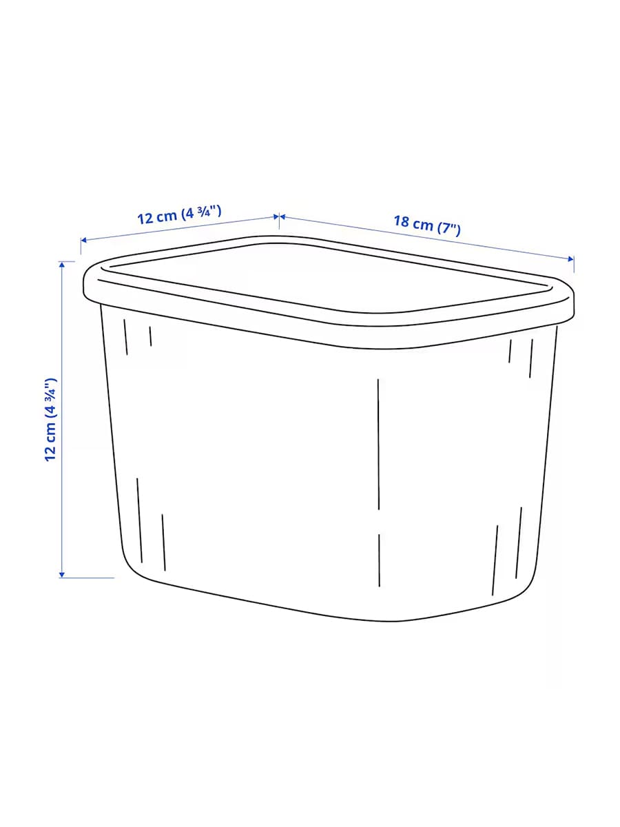 Ящик для хранения с крышкой IKEA RYKTA прозрачный серо-синий, 12x18x12 см, 1.5л