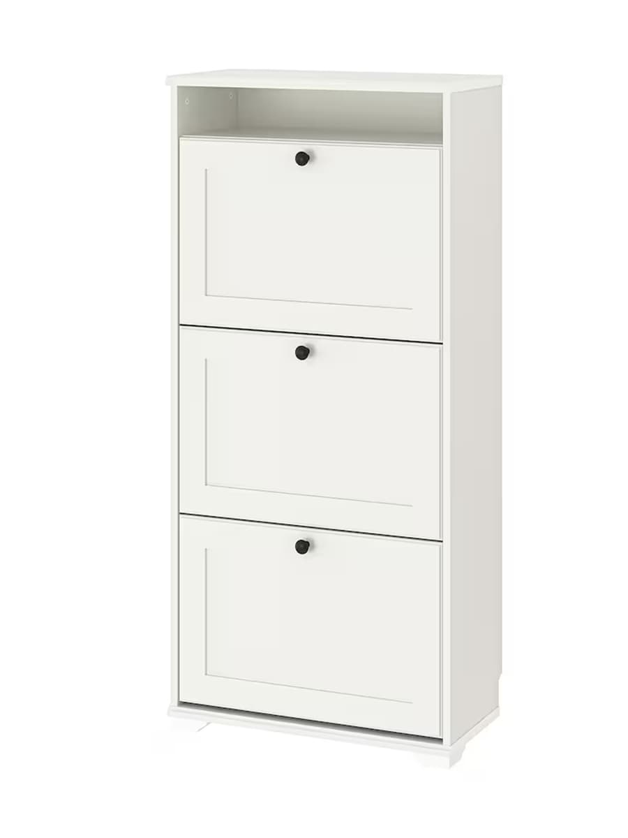 Галошница с 3 отделениями IKEA BRUSALI белая 61х30х130 см