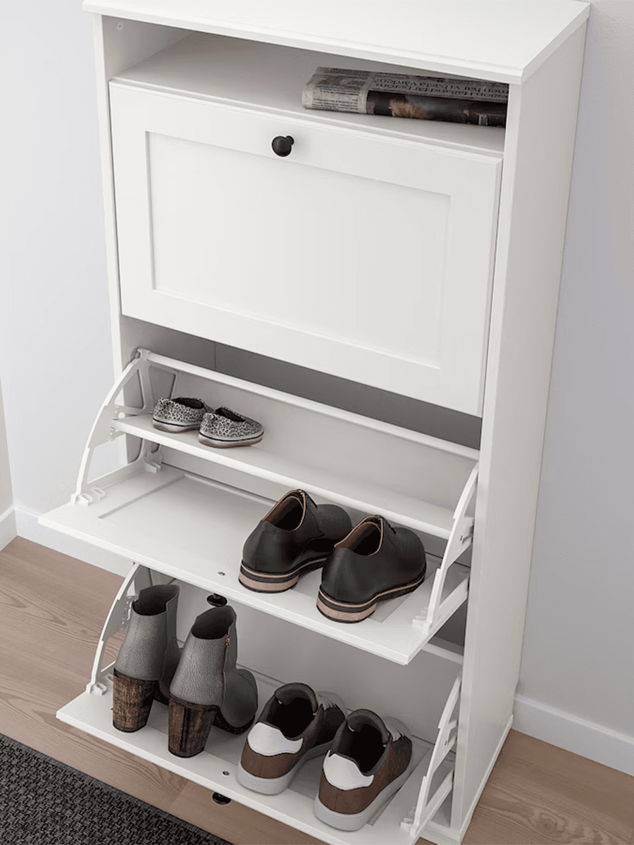 Галошница с 3 отделениями IKEA BRUSALI белая 61х30х130 см