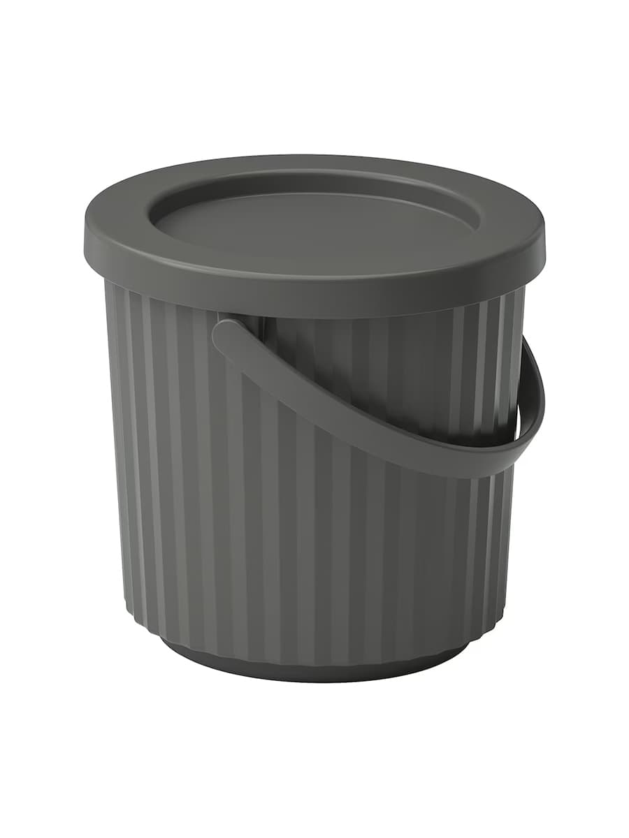 Ведро с крышкой IKEA DAMMÄNG темно-серое, 8 л