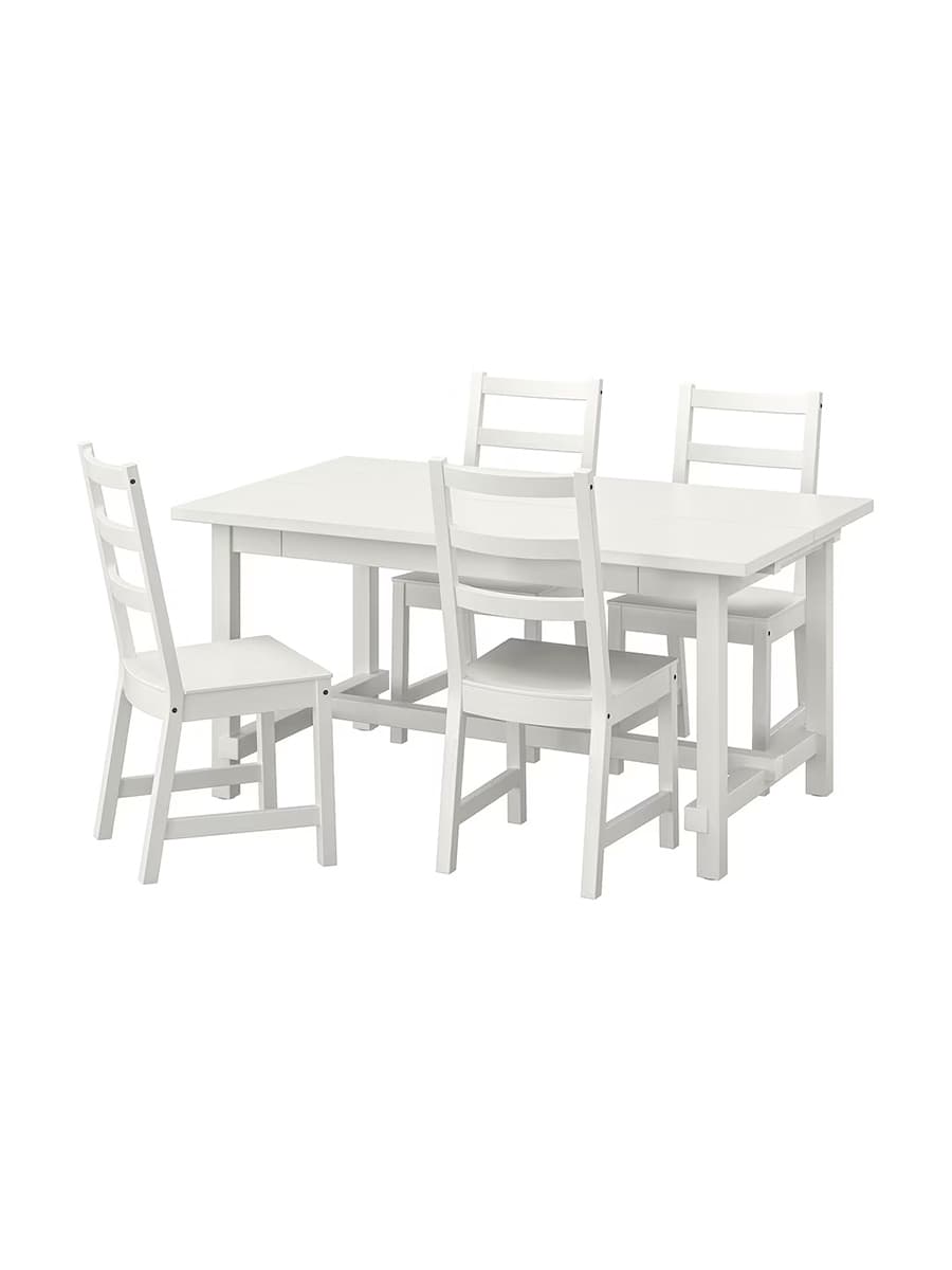 Стол и 4 стула IKEA NORDVIKEN белый, 152/223х95 см