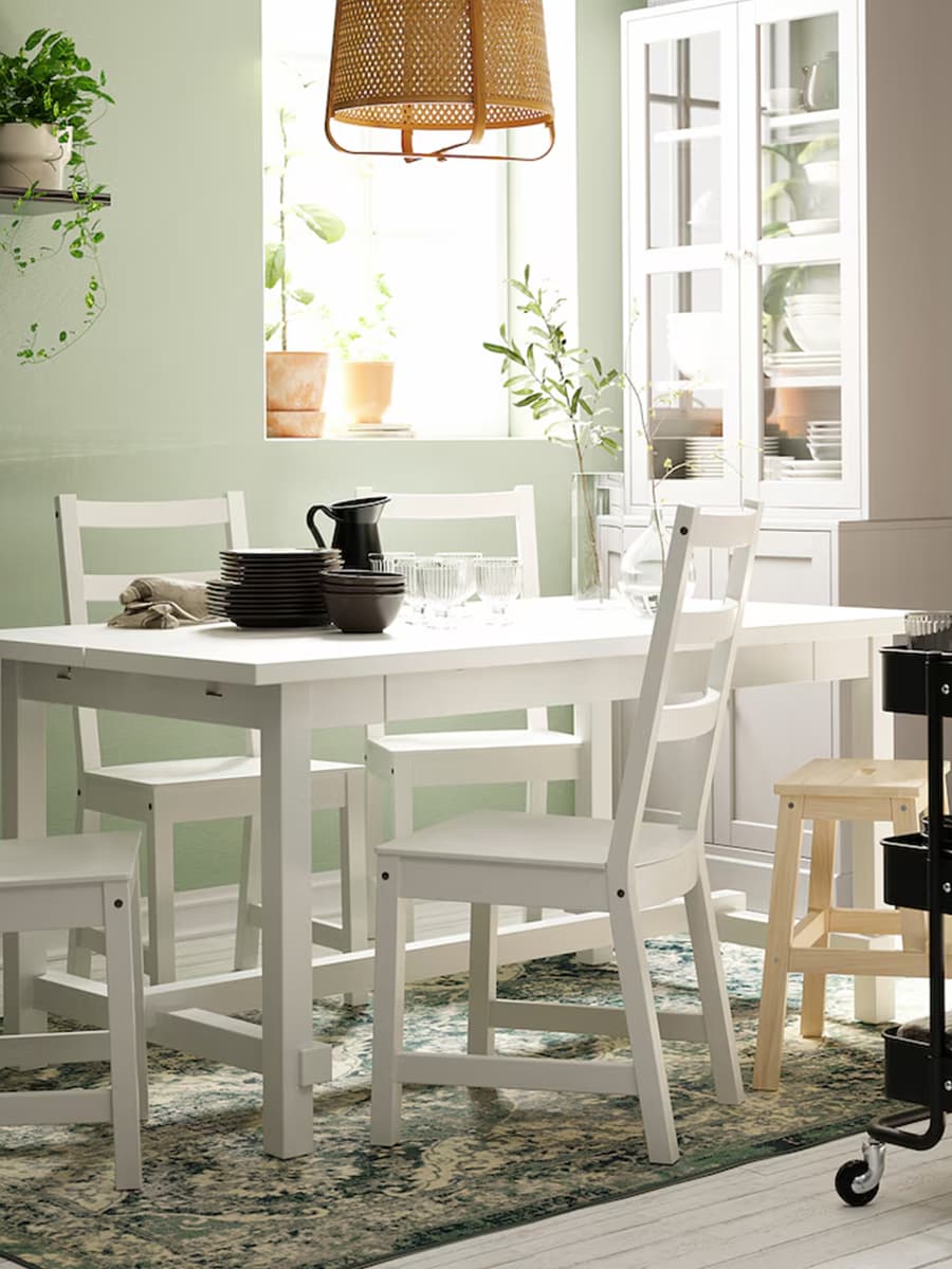 Стол и 4 стула IKEA NORDVIKEN белый, 152/223х95 см
