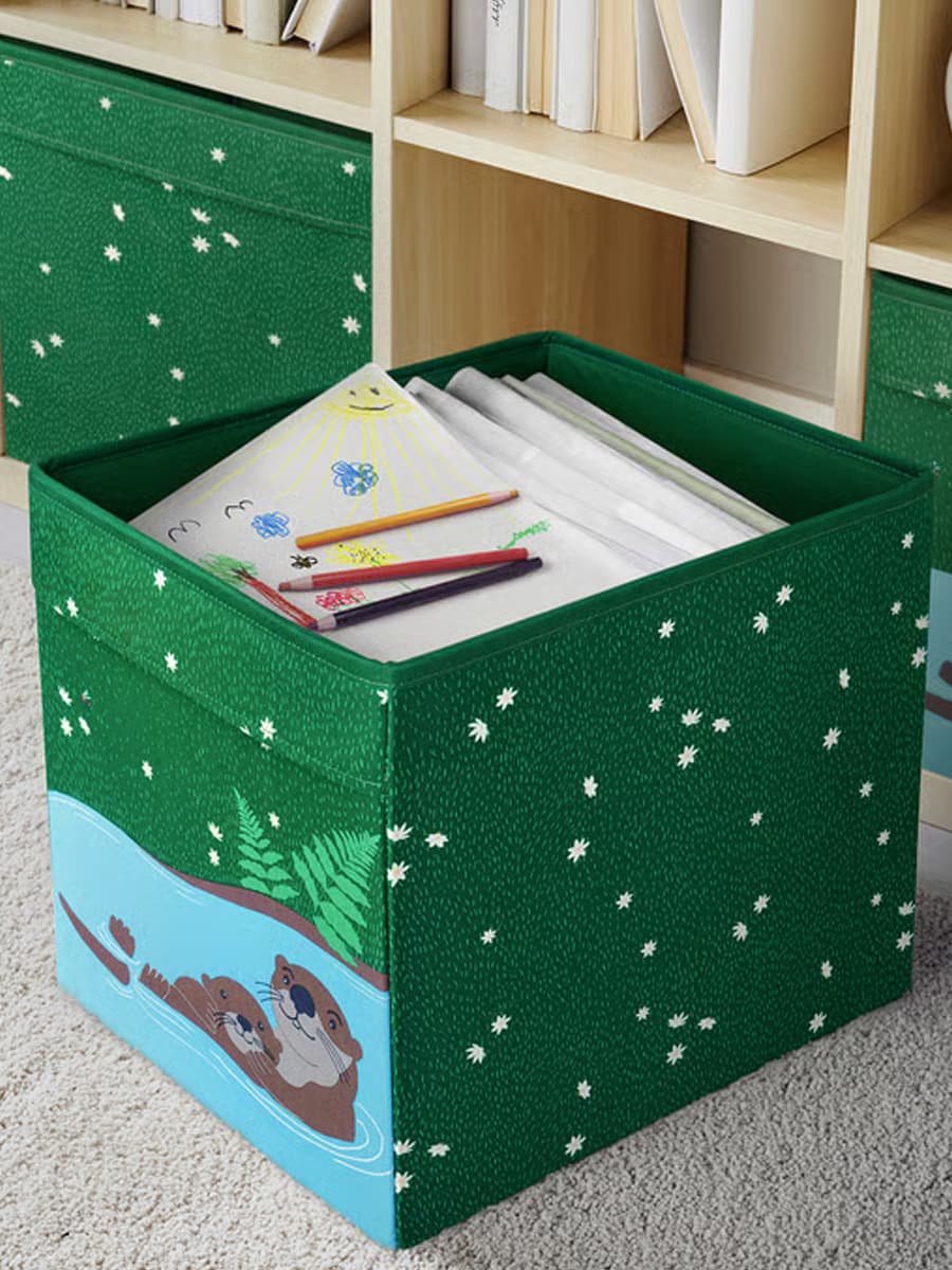 Коробка IKEA SKOGSDUVA разноцветная, 33х38х33 см.