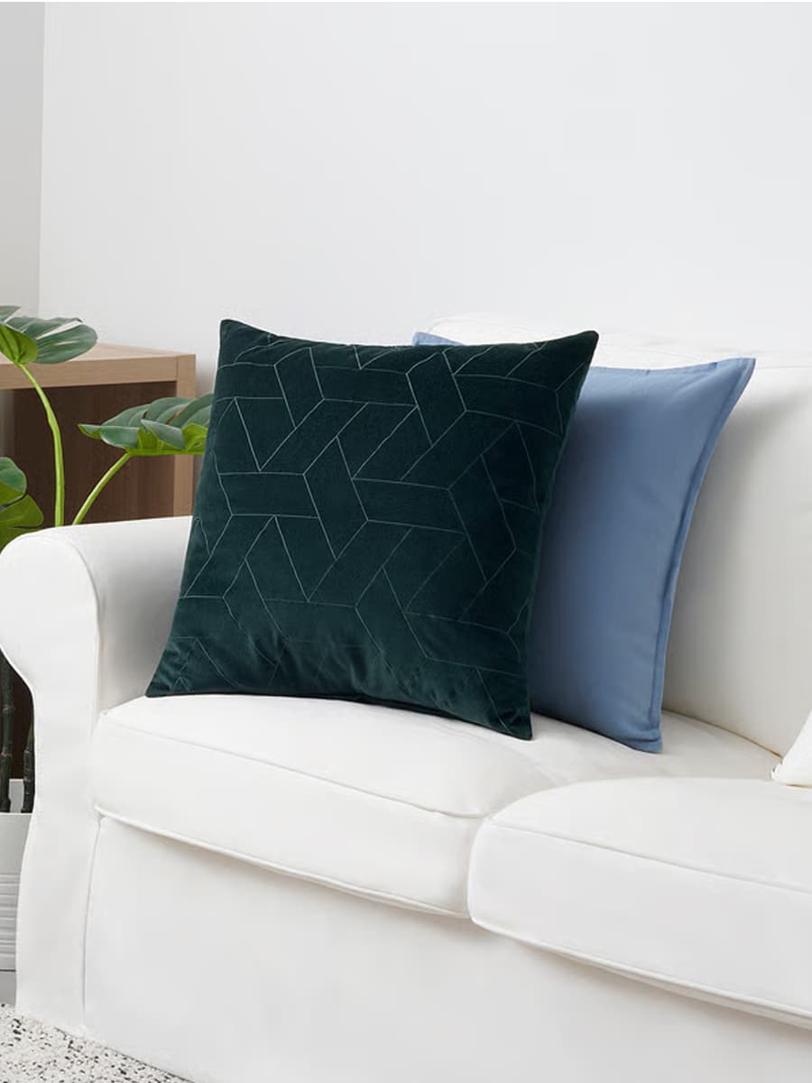 Чехол на подушку IKEA KALKKRONMAL, темно-зеленый, 50x50 см