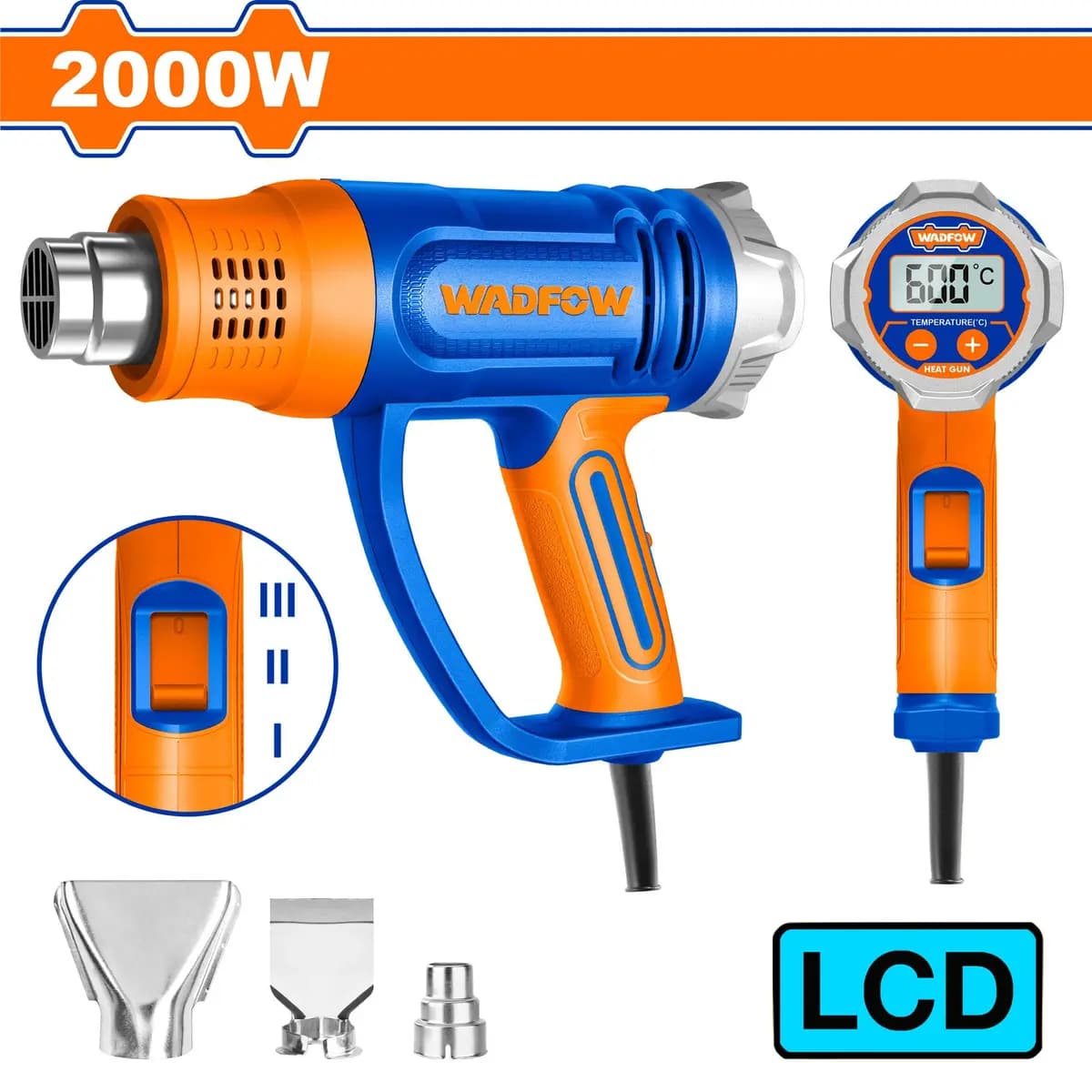 Тепловой фен 2000 Вт 50-600°C WHG1530