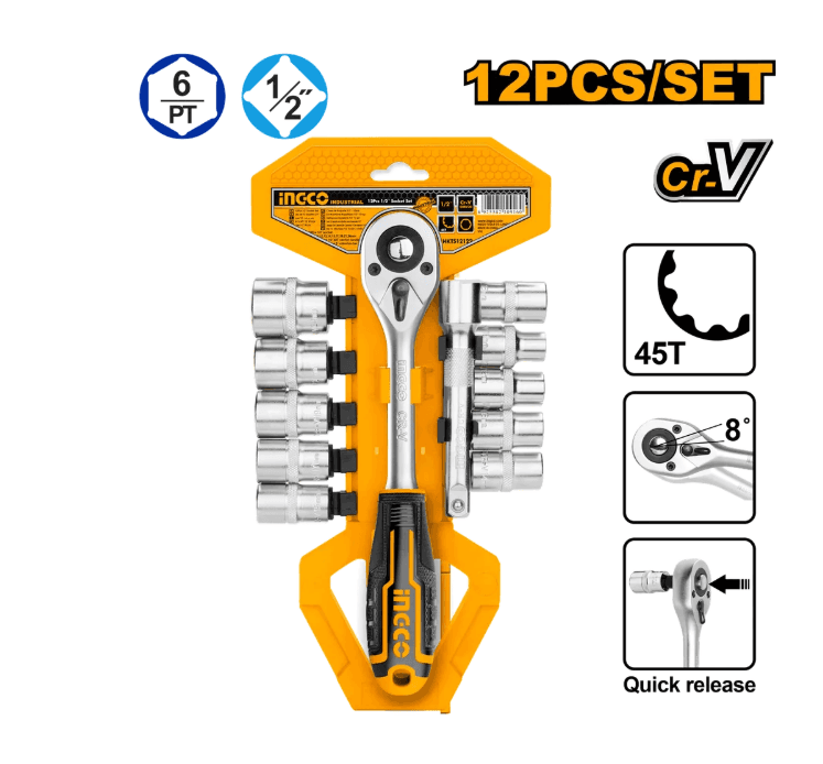 Набор головок 1/2" с трещоткой 12шт HKTS12122