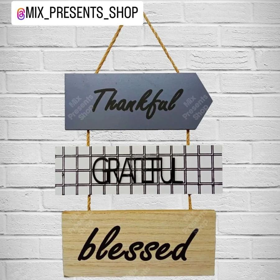 Панно настенное в виде дощечек "Thankful..."