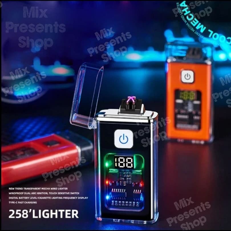 Зажигалка электронная "258 Lighter" прозрачная ARC