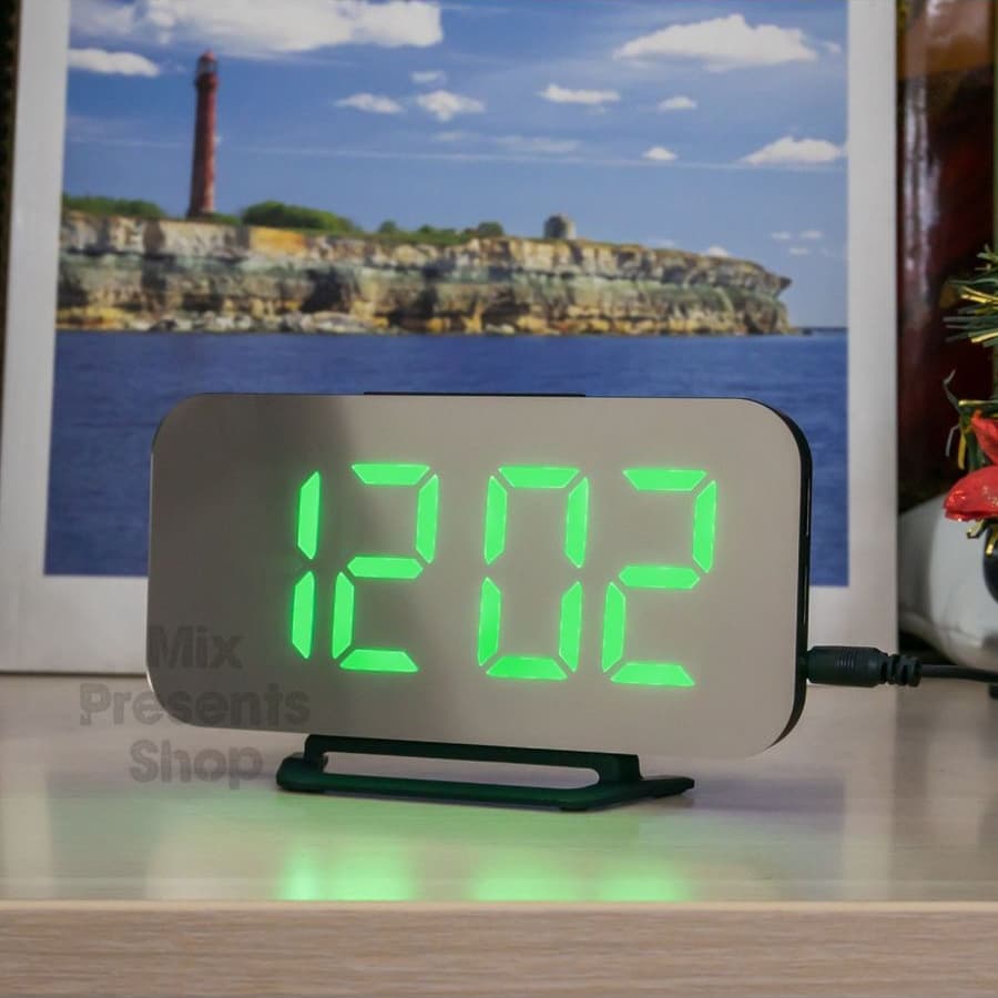 Электронные часы зеркальные LED - будильник (дата, температура)