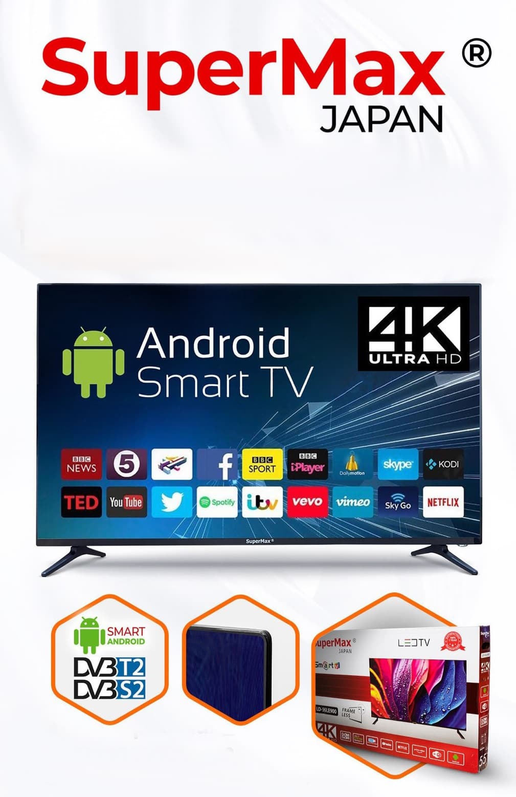 Телевизор Supermax QE55Q80DAU (Чёрный) Android