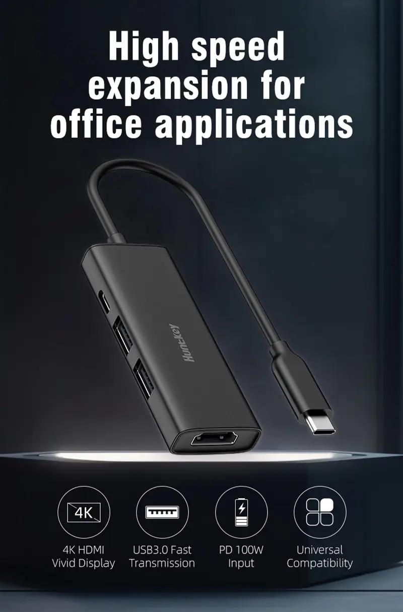 Док-станция Huntkey D04 4-в-1 с разъемом USB-C