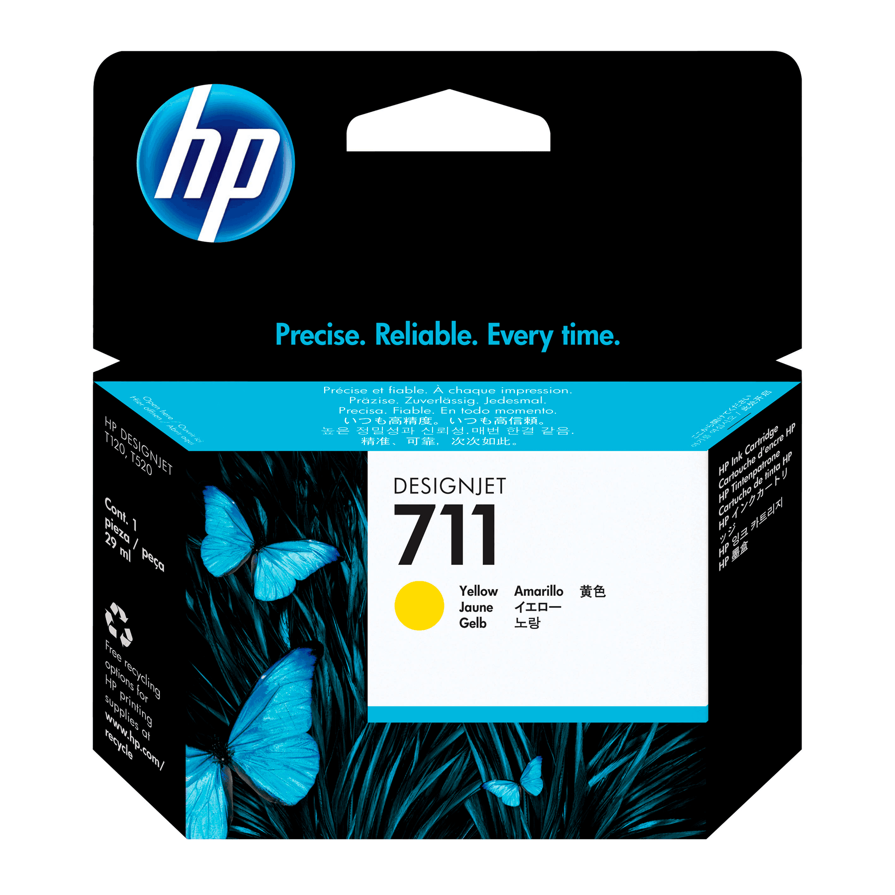 InkJet HP DJ 711 CZ132A Kartriji (sary) 29 ml plotterleri üçin