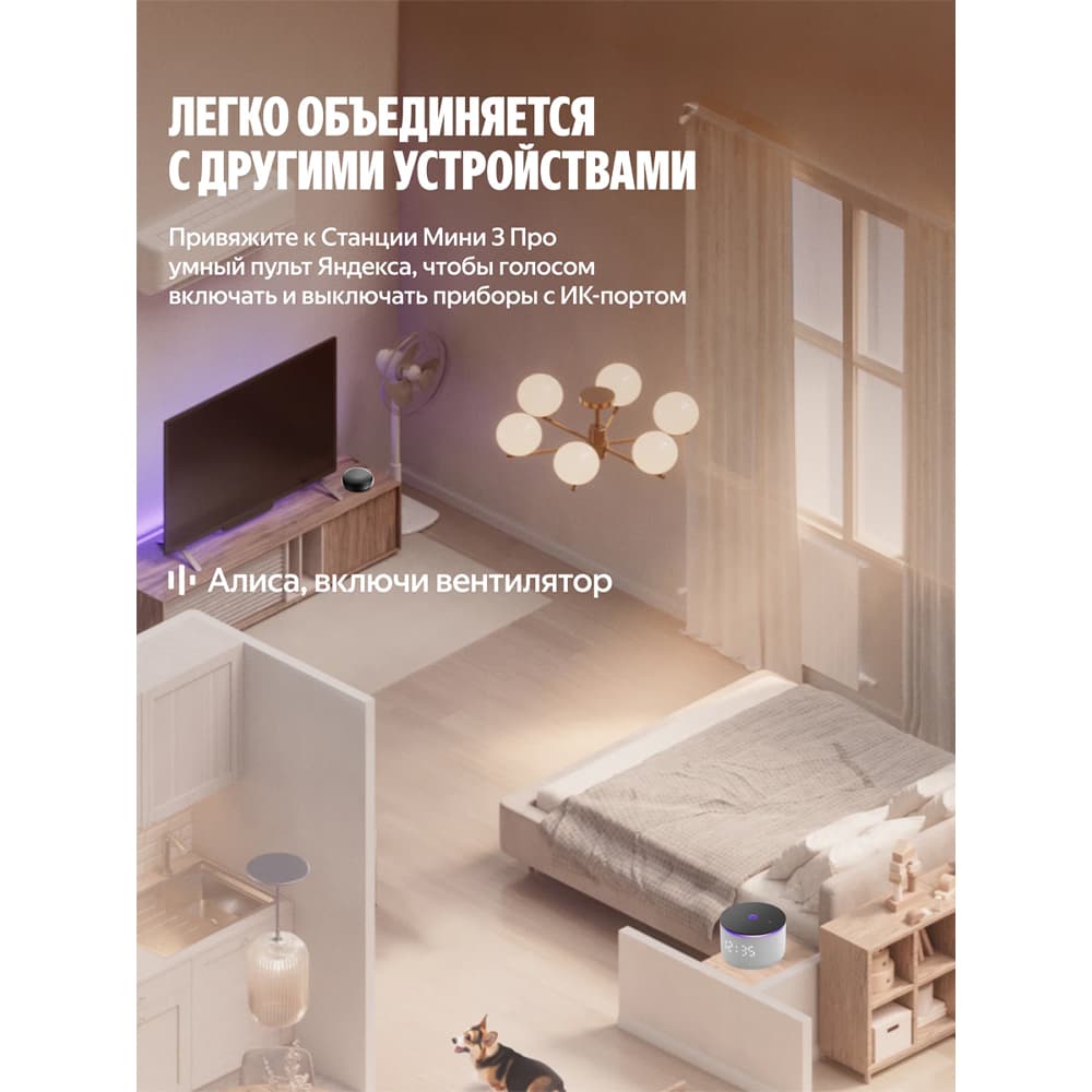 Яндекс Станция Мини 3 Про с Алисой, Zigbee™, 18 Вт, серый