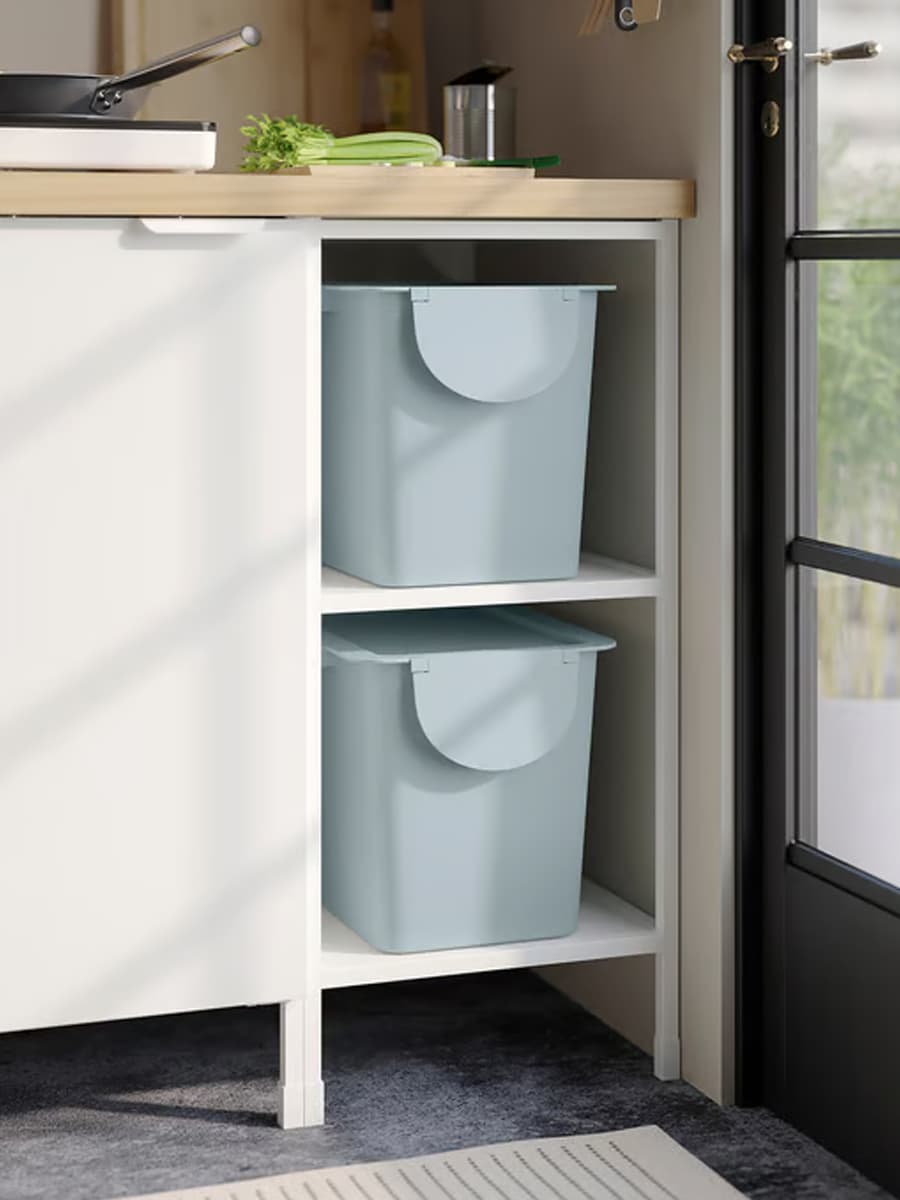 Мусорное ведро IKEA TRÖSKNING ведро с крышкой, светло-серо-голубое, 25 л