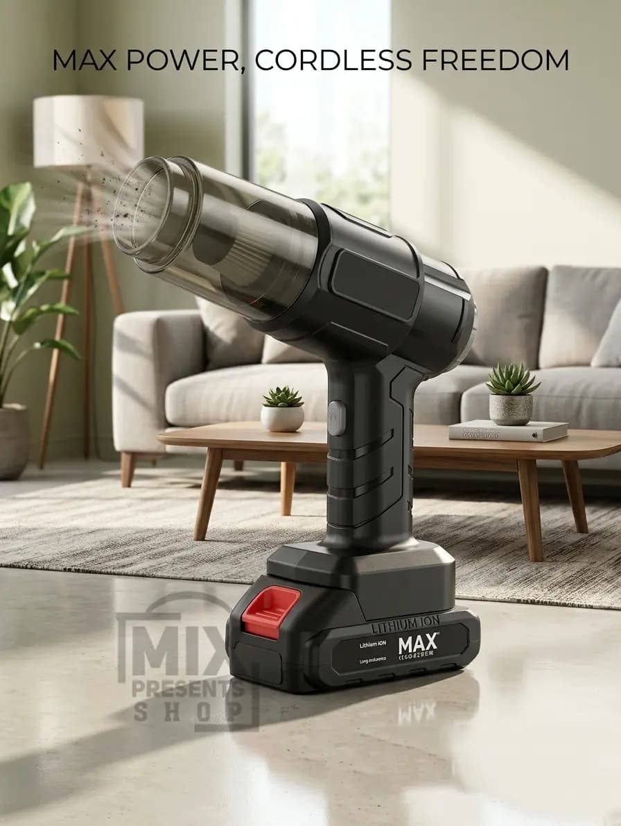 Автомобильный беспроводной пылесос воздуходувка "Max" (5 насадок)