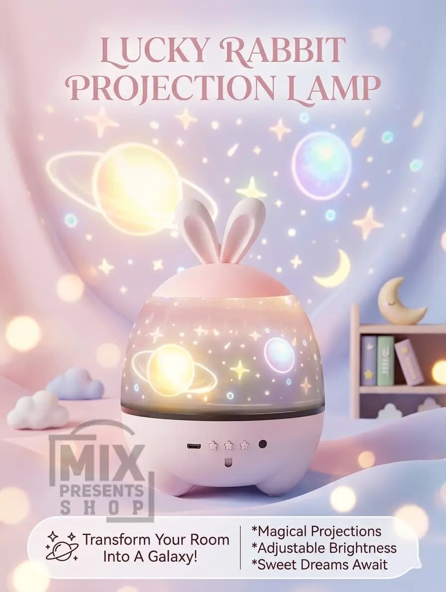 Проекционный светильник "Зайка" Lucky Rabbit (23 картинки) с аккумулятором.